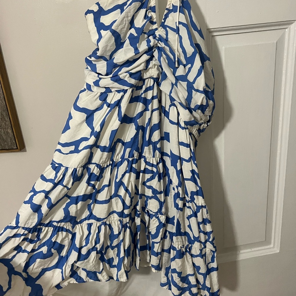 Blue and White Patterned Women's Dress